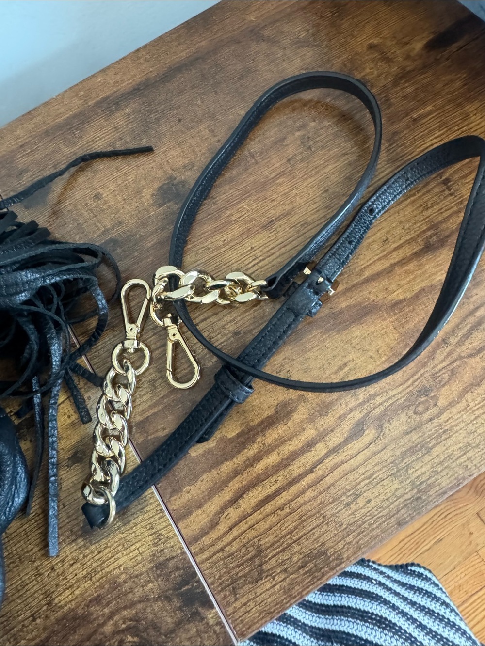 Michael Kors Black Leather Tassel Hobo Shoulder Bag - Picture 5 of 11
